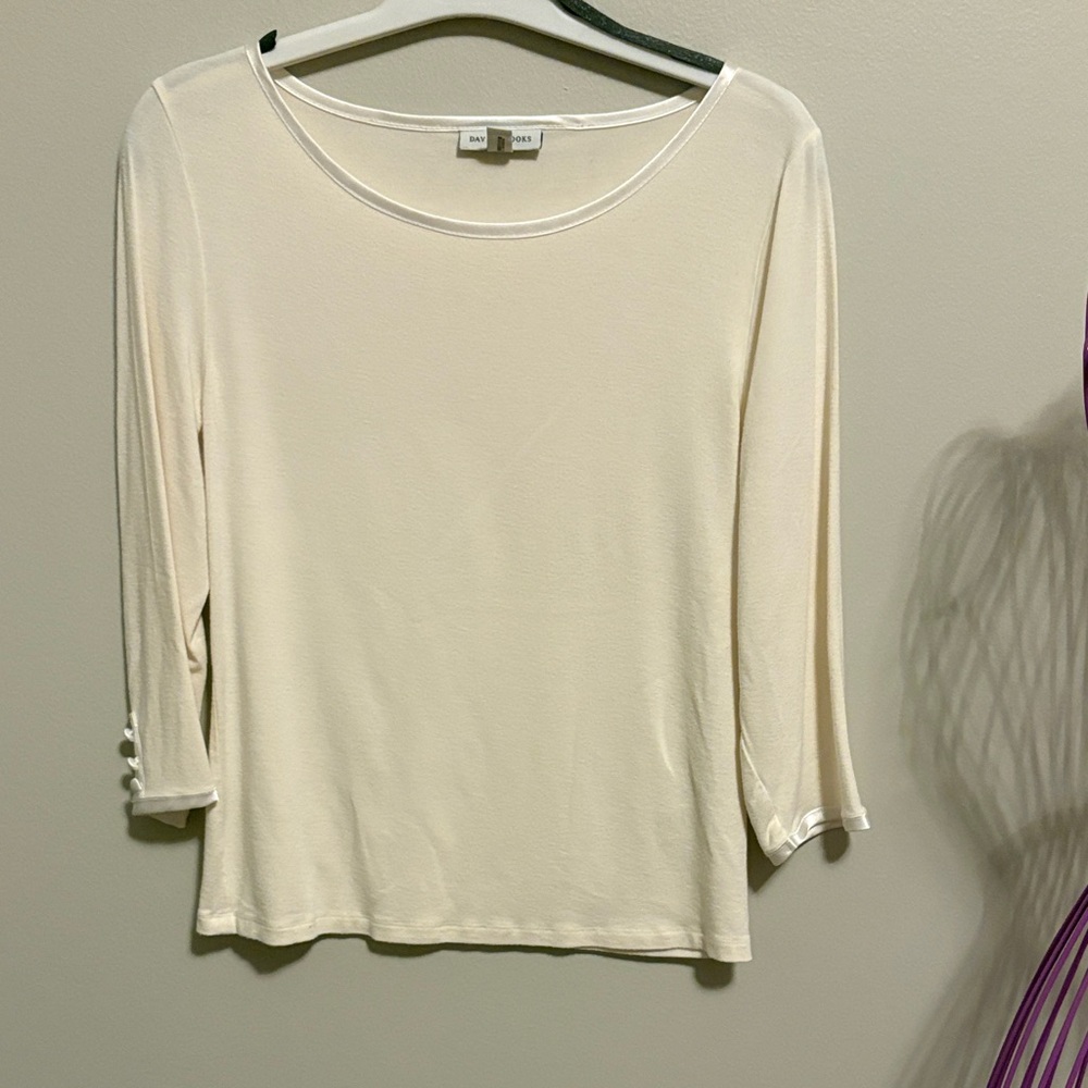 David Brooks Cream Blouse with Buttoned Sleeves